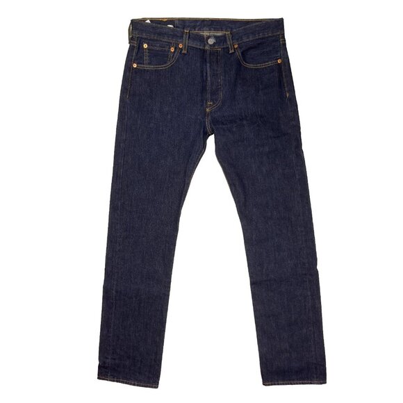 LEVI'S 501 Original Denim Button Closure Straight Leg Dark Blue Wash Jeans W 32" - Picture 1 of 5